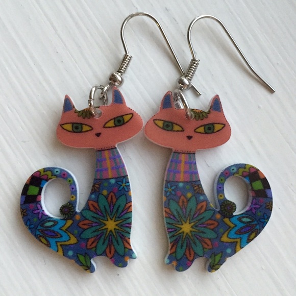 Jewelry - Cute! Cats Acrylic Drop Earrings New