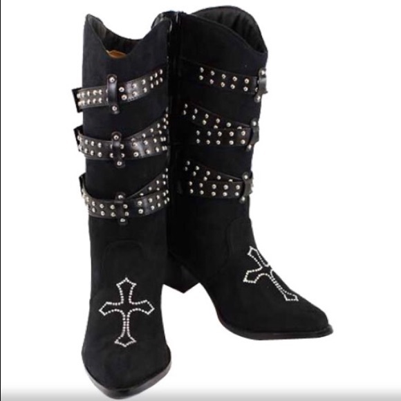 ✨Rhinestone Suede and Studded Boots✨