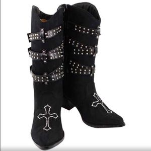 ✨Rhinestone Suede and Studded Boots✨