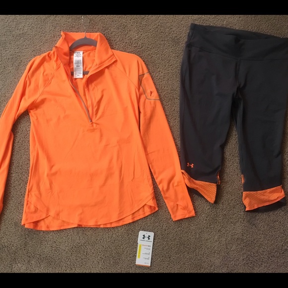 Under Armour Heat Gear 1/2 zip shirt NWT&Capri set