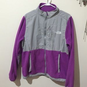 Purple and Gray NorthFace soft shell jacket