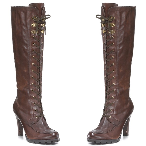 Lace up High Heel Ralph Lauren Combat Boots