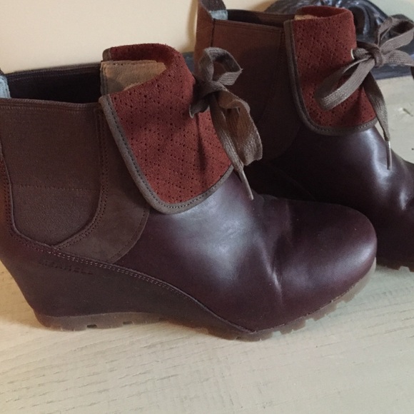 Merrell wedge booties approx 3" heels