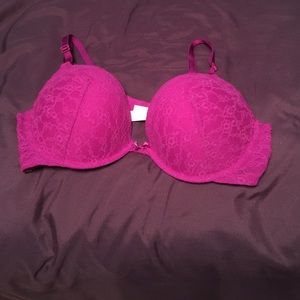 VS Fuchsia Lace Padded Push Up Bra