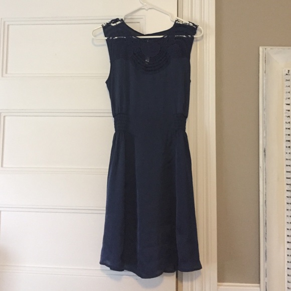 Blue lace detail dress