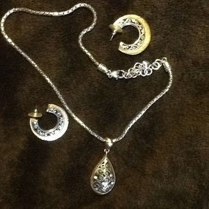 Brighton silver and gold necklace and earrings