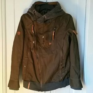 BRAND NEW! Hooded skewed zipper jacket