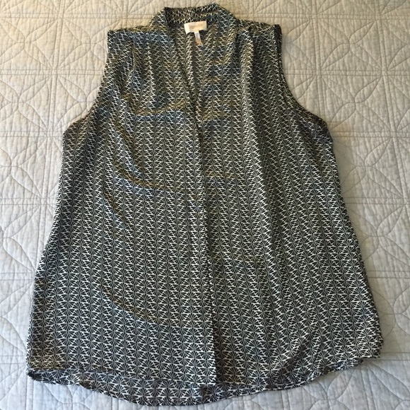 Laundry black white print sheer tunic WXL.