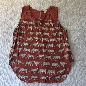 Lucky Brand leopard button-back sleeveless WXL.