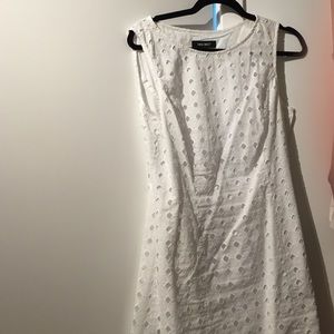 White cotton eyelet dress