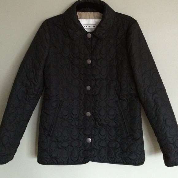Coach Quilted black coat- size small