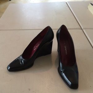 Black Charles Jourdan wedges