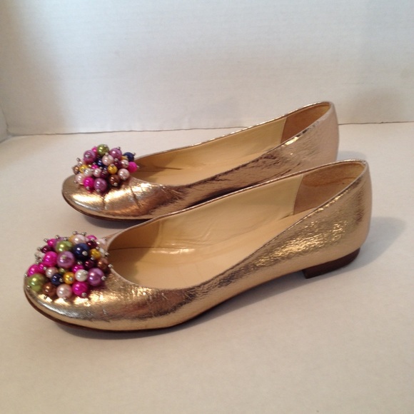 Kate Spade pearl gold flats