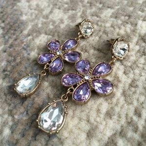 Crystal flower dangle earrings