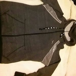 Grey and silver hoodie.