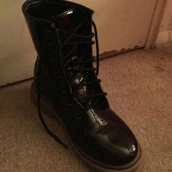 Shiny combat boots
