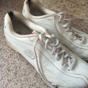 Skechers white tennis shoes