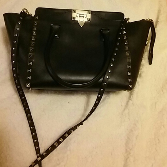 Valentino Black rock stud purse.