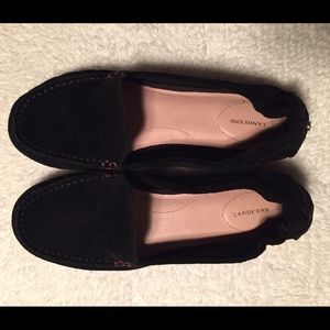 Lands End Ladies Loaders black suede size 7.5 NWOT