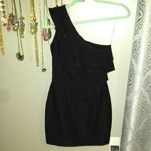 Black one Shoulder Ruffle Dress