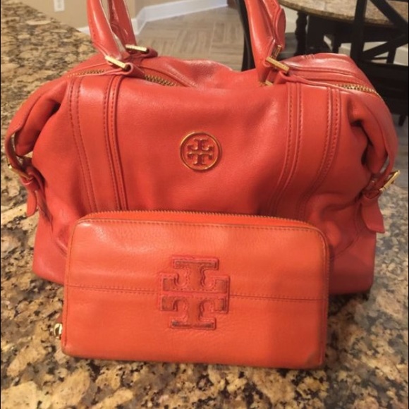 Tory Burch Ally Satchel with Orange Wallet incl