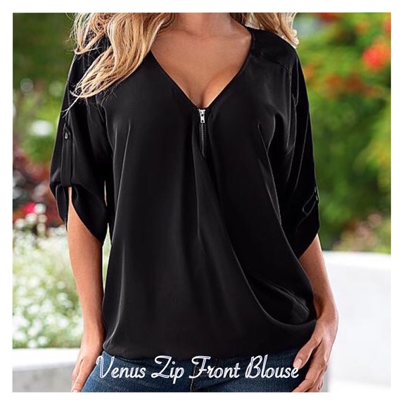 Venus Zippered Blouse (black) NEW