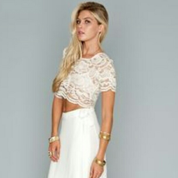White sheer mesh/lace top