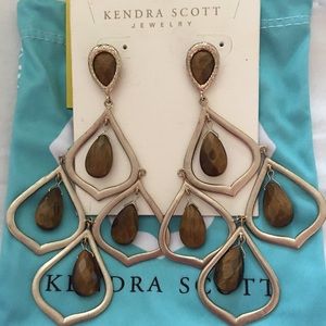Kendra Scott Gold with Tiger Eye Earrings