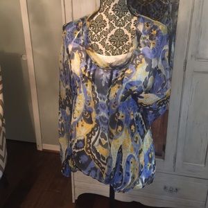 Silk  multi colored blouse with cream camisole