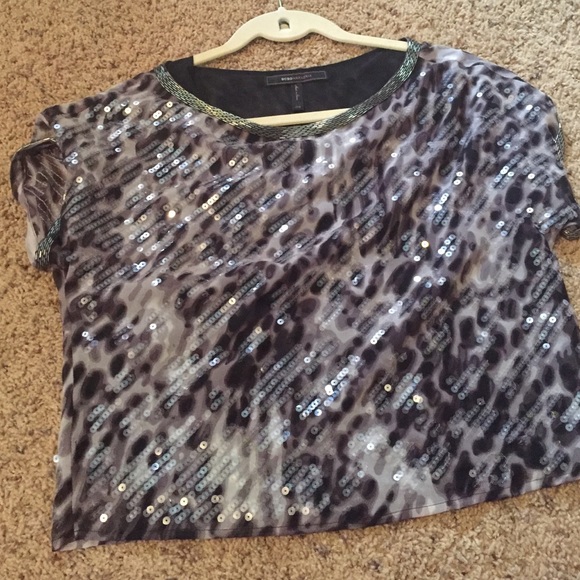 Bcbg crop glitter shirt
