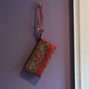 Beautiful Coral and Tan Coach Wallet/Wristlet