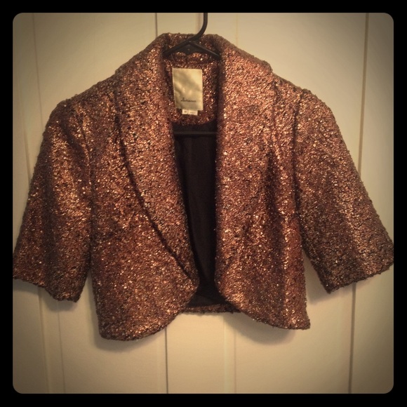 ♥️SALE♥️Anthro elevenses metallic shrug- size XS - Picture 1 of 4