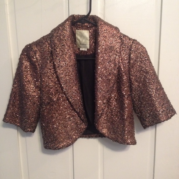 ♥️SALE♥️Anthro elevenses metallic shrug- size XS - Picture 2 of 4