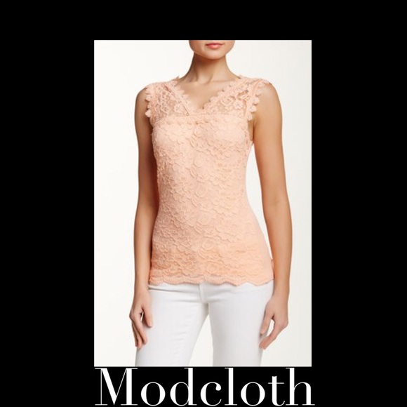 Modcloth Marineblu Blush Lace Tank Top L New