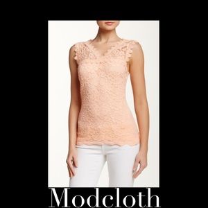 Modcloth Marineblu Blush Lace Tank Top L New