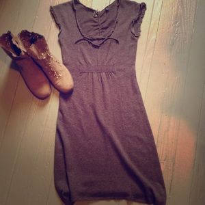 Anthro wool/ cashmere dress in dark taupe- XS