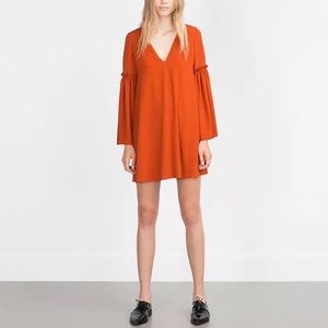 Zara orange long sleeve dress
