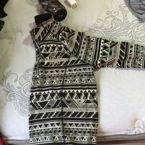 Tribal Aztec zip up pullover PINK