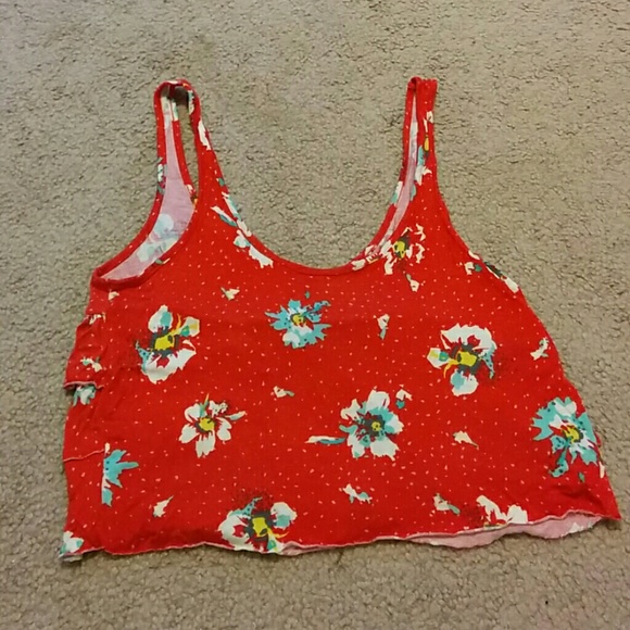 Roxy red floral summer crop top
