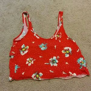 Roxy red floral summer crop top