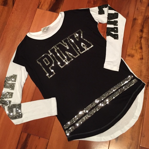 PINK Victoria's Secret Tops - Victoria's Secret PINK bling varsity shirt XS