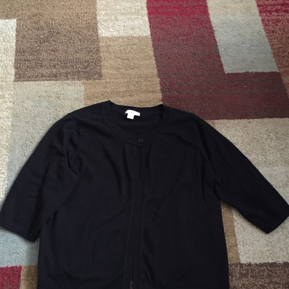 CJ banks Black 3/4 sleeve, single button cardigan