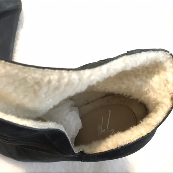 SOLD Black wedge shearling booties - Picture 2 of 4