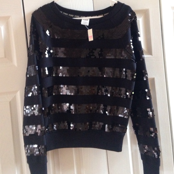PINK Black sequin sweatshirt