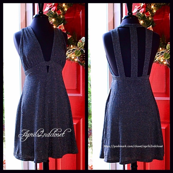 ❌SOLD❌FREE PEOPLE Black Metallic Dress - Picture 3 of 7