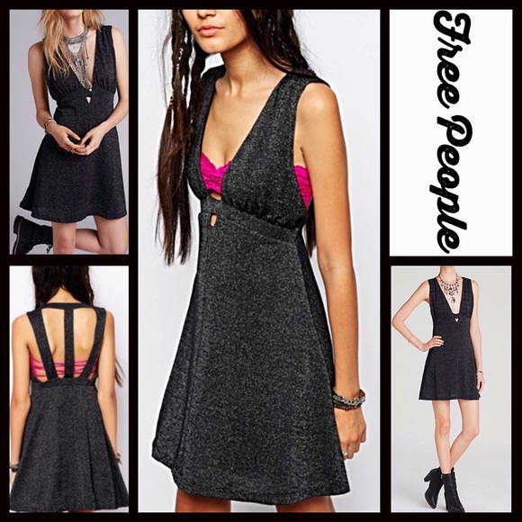 ❌SOLD❌FREE PEOPLE Black Metallic Dress - Picture 5 of 7