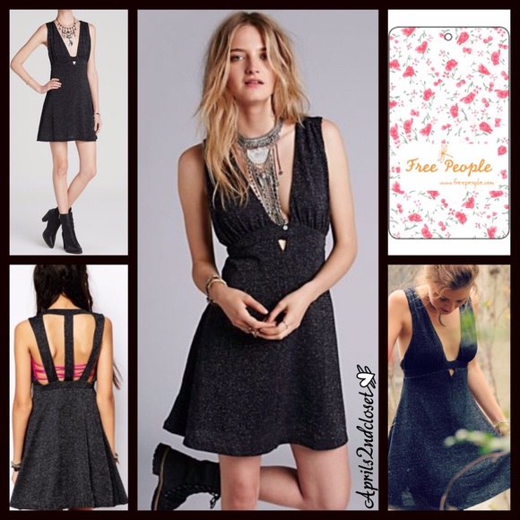 ❌SOLD❌FREE PEOPLE Black Metallic Dress - Picture 6 of 7