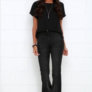 Lulu's Washed Black High-Waisted Flare Jeans