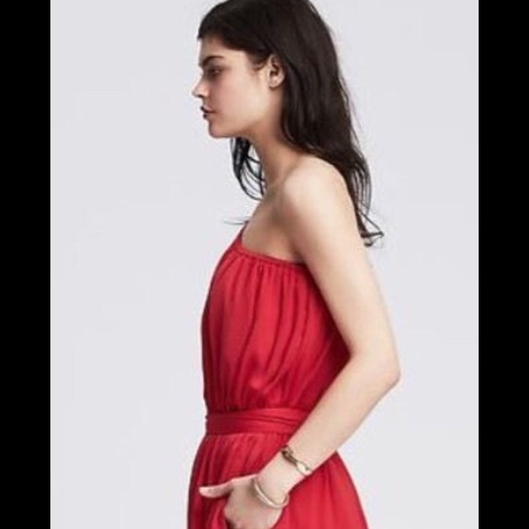 Banana Republic red orange one shoulder dress-NWT! - Picture 3 of 4