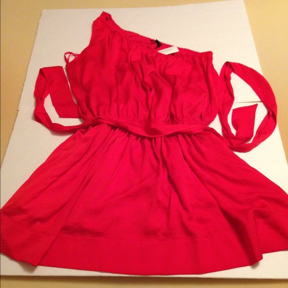 Banana Republic red orange one shoulder dress-NWT! - Picture 4 of 4